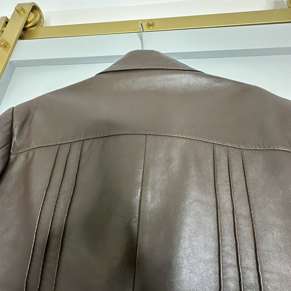 Vintage Imperial Jacket Mens Sz 40 Brown Button Front Collar 100% Leather 1980s - Picture 13 of 16